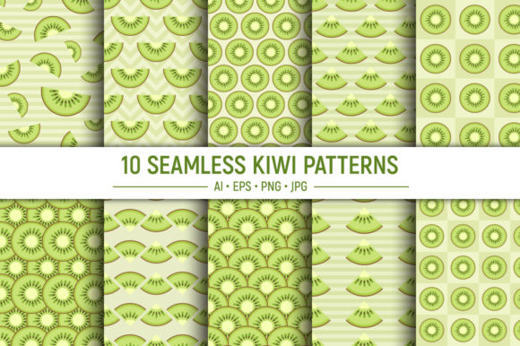 10 Color Seamless Kiwi Patterns