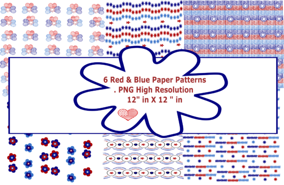 6 Red Blue Paper Patterns for Creative Projects