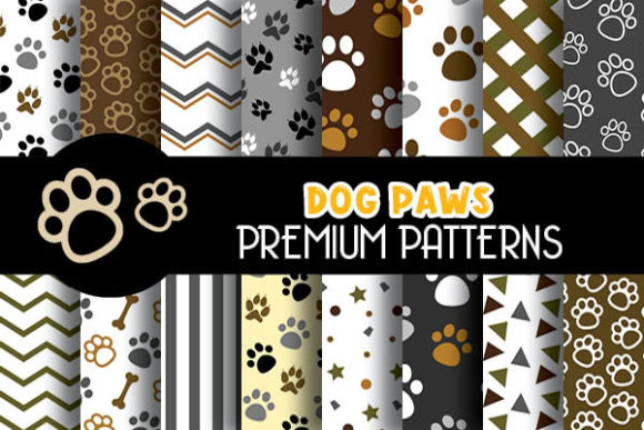 Cute Dog Paws Digital Papers Patterns for Creative Projects