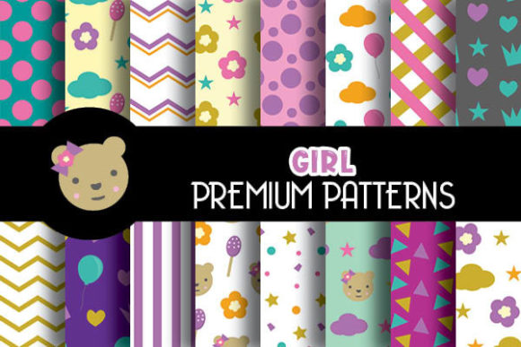 Cute Girl Digital Papers Patterns