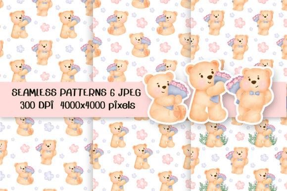 Cute Little Bear Seamless Patterns for Creative Projects