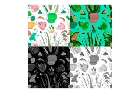 Patterns with Flowers in Indoor Pots for Creative Design