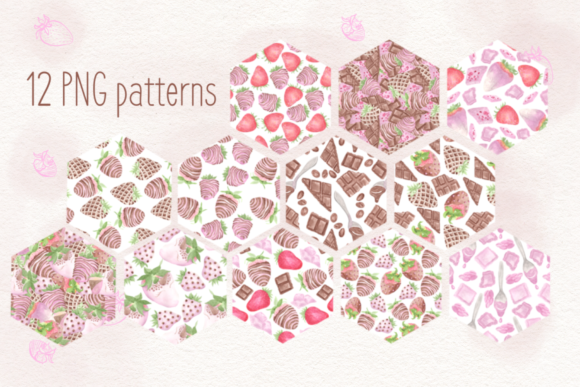 Set Patterns Strawberries in Chocolate