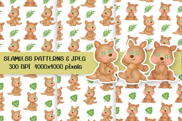 Watercolor Kangaroo Seamless Patterns for Creative and Practical Use
